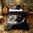 thumbnail image 1 of Castle Fairy Split Camo Bass Print Twin Duvet Cover,White Fish Rod Two-Tone Layout Twin Bedding,Moss Black,Black Reversible,2pcs,No Comforter,1 Duvet Cover and 1 Pillowcase, 1 of 6