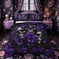 thumbnail image 1 of Castle Fairy Spooky Skull Full Size Comforter Sets 3-Piece,Boho Rose Butterfly Bedding Comforter Set,Violet Blacks,1 Comforter and 2 Pillowcases,Black Reversible, 1 of 6