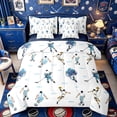 thumbnail image 1 of Castle Fairy Sport Ball Gamer King Bedding 7pcs, Blue White King Bed in a Bag,Navy Blue Reversible, 1 of 7