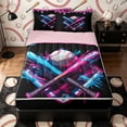 thumbnail image 1 of Castle Fairy Sport Baseball Bat Zipper Full Size Comforter Sets with Fitted Sheet and 2 Pillowcases, Ice Cream Drip Splash Zipper Bedding Set, Black Pink Blue,4pcs,Pink Reversible, 1 of 6