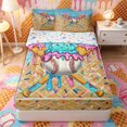 thumbnail image 1 of Castle Fairy Sport Baseball Bat Zipper Full Size Comforter Sets with Fitted Sheet and 2 Pillowcases, Ice Cream Drip Zipper Bedding Set, Light Blue Pink Yellow,4pcs, 1 of 6