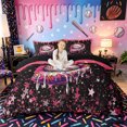 thumbnail image 1 of Castle Fairy Sport Baseball Bedding, Candy Glove Pattern Duvet Cover Full, Black Pink,Black Reversible,3pcs,1 Duvet Cover and 2 Pillowcases, 1 of 6