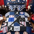 thumbnail image 1 of Castle Fairy Sport Baseball Collage Twin Bedding 7-Piece, Geometric Plaid Bedding Comforter Set, Navy Red Black,Black Reversible, 1 of 7