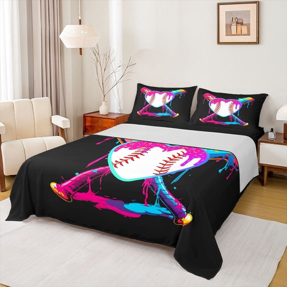 Castle Fairy Sport Baseball Full Size Sheets for Children Teens,Love Heart Bed Sheets