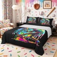 thumbnail image 1 of Castle Fairy Sport Baseball Gamer King Sheets 4pcs, Neon Ice Cream Drip Bedding, Black Green Yellow,1 Fitted Sheet, 1 Flat Sheet and 2 Pillowcases, 1 of 6