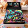 thumbnail image 1 of Castle Fairy Sport Baseball Gamer Zipper Twin Comforter Sets with Fitted Sheet and 2 Pillowcases, Neon Ice Cream Drip Zipper Bedding Set, Black Green Yellow,4-Piece,Black Reversible, 1 of 6