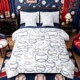 thumbnail image 1 of Castle Fairy Sport Baseball King Bedding 7pcs, Ball Game King Bed in a Bag, White Navy,Navy Blue Reversible, 1 of 7