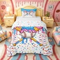 thumbnail image 1 of Castle Fairy Sport Baseball Print Twin Duvet Cover, Pink Ice Cream Drip Twin Bedding, Light Blue Pink White,2pcs,1 Duvet Cover and 1 Pillowcase, 1 of 6