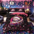 thumbnail image 1 of Castle Fairy Sport Baseball Queen Comforter Set 3 Pieces, Candy Glove Pattern Comforter Sets Queen, Black Pink,Black Reversible,1 Comforter and 2 Pillowcases, 1 of 6