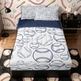 thumbnail image 1 of Castle Fairy Sport Baseball Zipper Full Size Comforter Sets with Fitted Sheet and 2 Pillowcases, Ball Game Zipper Bedding Set, White Navy,4pcs,Navy Blue Reversible, 1 of 6