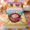thumbnail image 1 of Castle Fairy Sport Baseball Zipper Twin Comforter Sets with Fitted Sheet and 2 Pillowcases, Ice Cream Sundae Pattern Zipper Bedding Set, Pink Yellow Blue,4-Piece,Pink Reversible, 1 of 6