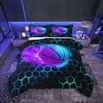 thumbnail image 1 of Castle Fairy Sport Basketball 3-Piece Full Size Comforter Sets,Teal Purple Bedding Comforter Set,Geometric Hexagon Lightweight Bedding Sets,Lightweight Gradient Room Decor,Reversible, 1 of 8