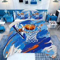 Castle Fairy Sport Basketball Bedding Comforter Set 2pcs for Kids Teens Adults,Ball Gamer Twin Comforter Sets Microfiber,Abstract Graffiti Splash Breathable Bedding Set,Microfiber Bedroom Decor