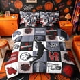 thumbnail image 1 of Castle Fairy Sport Basketball Collage Full Size Bedding Sets 7 Pieces, Geometric Plaid Full Size Bed in a Bag, Gray Black,Black Reversible, 1 of 7