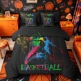 thumbnail image 1 of Castle Fairy Sport Basketball Queen Bedding 7pcs, Colorful Graffiti Splash Bedding Comforter Set Queen, Black Green Blue,Black Reversible, 1 of 7
