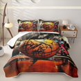 thumbnail image 1 of Castle Fairy Sport Basketball Twin Quilt Set,Abstract Graffiti Splash Twin Coverlet Set,Orange Black, 1 of 7