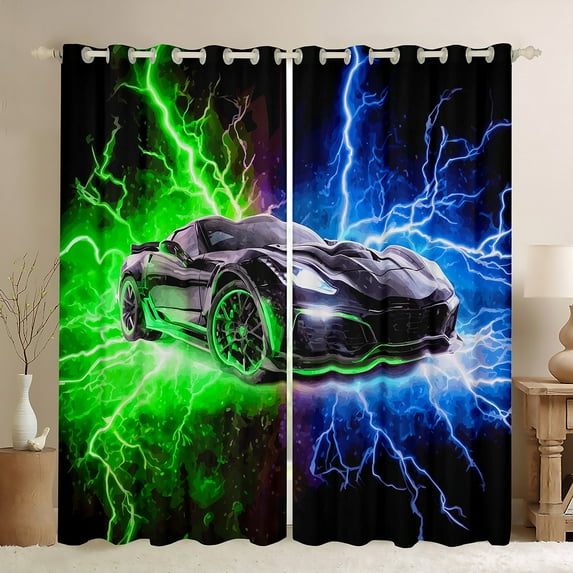 Castle Fairy Sport Car Black Out Curtains,Speed Race Car Curtains Pack of 2 (42x63 Each)