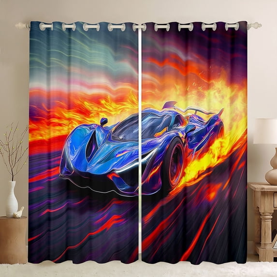 Castle Fairy Sport Car Black Out Curtains,Speed Race Car Curtains Pack of 2 (42x63 Each)