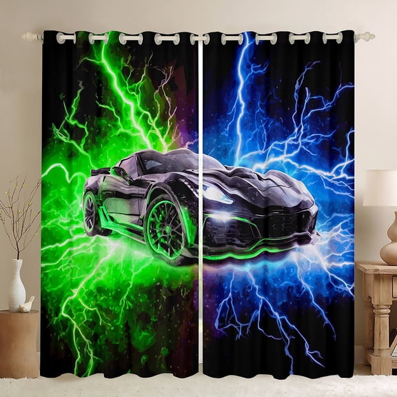 Castle Fairy Sport Car Curtains Pack of 2 (42x84 Each),Speed Race Car Curtains Blackout