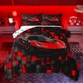 thumbnail image 1 of Castle Fairy Sport Car Twin Comforter Sets,Abstract Geometric Checkered Bedding Set, 1 of 8