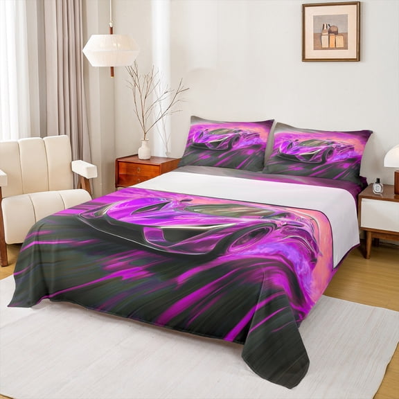 Castle Fairy Sport Car Twin Sheet Sets for Children Teens Adults,Speed Race Car Bedding