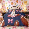 thumbnail image 1 of Castle Fairy Sport Football Bedding, Kawaii Bow Duvet Cover Full, White Red Blue,Navy Blue Reversible,3pcs,1 Duvet Cover and 2 Pillowcases, 1 of 6