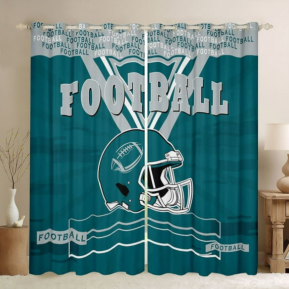 Castle Fairy Sport Football Blackout Curtains Set of 2 (52x84 Each) for Female Men Adults,Ball Game Window Curtains,Rugby Gamer Curtains and Drapes,Microfiber Bedroom Decor