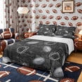 thumbnail image 1 of Castle Fairy Sport Football Print Queen Sheets 4 Pieces, Vintage Ball Pattern Queen Sheet Sets, Black Grey White,1 Fitted Sheet, 1 Flat Sheet and 2 Pillowcases, 1 of 6