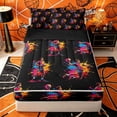 thumbnail image 1 of Castle Fairy Sport Handball Zipper Full Size Comforter Sets with Fitted Sheet and 2 Pillowcases, Ball Gamer Splash Zipper Bedding Set, Black Pink Orange,4pcs,Black Reversible, 1 of 6
