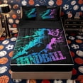 thumbnail image 1 of Castle Fairy Sport Handball Zipper Twin Comforter Sets with Fitted Sheet and 2 Pillowcases, Gradient Graffiti Splash Zipper Bedding Set, Black Teal Pink,4-Piece,Black Reversible, 1 of 6