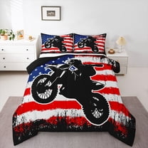 Castle Fairy Sport Motorcycle Twin Comforter Sets,American Flag Bedding Set