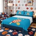 thumbnail image 1 of Castle Fairy Sport Pickleball Bed Sheets 4-Piece, Checkered Paddle Pattern Full Size Sheets, Blue Red,1 Fitted Sheet, 1 Flat Sheet and 2 Pillowcases, 1 of 6