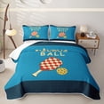 thumbnail image 1 of Castle Fairy Sport Pickleball Twin Quilt Set,Checkered Paddle Pattern Twin Coverlet Set,Blue Red, 1 of 7