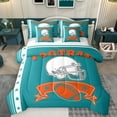 thumbnail image 1 of Castle Fairy Sport Rugby Football Twin Bedding Sets 7-Piece for Female Men Adults,Ball Gamer Bedding Comforter Set Microfiber,Teal Orange Breathable Sheet Sets,Ultra Soft Home Decor,Reversible, 1 of 8