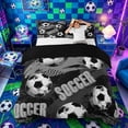 thumbnail image 1 of Castle Fairy Sport Soccer Bedding, Watercolor Graffiti Splash Duvet Cover Full, Black White,Black Reversible,3pcs,1 Duvet Cover and 2 Pillowcases, 1 of 6