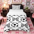thumbnail image 1 of Castle Fairy Sport Soccer Bow Twin Duvet Cover, Geometric Plaid Twin Bedding, Black White,2pcs,1 Duvet Cover and 1 Pillowcase, 1 of 6