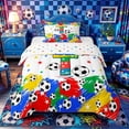 thumbnail image 1 of Castle Fairy Sport Soccer Initial T Twin Comforter Sets 2pcs, Graffiti Splash Stars Print Bedding Set, Red Yellow Blue Green,1 Comforter and 1 Pillowcase, 1 of 6