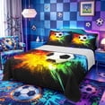 thumbnail image 1 of Castle Fairy Sport Soccer King Sheets 4pcs, Rainbow Splatter Pattern Bedding, Black Red Green,1 Fitted Sheet, 1 Flat Sheet and 2 Pillowcases, 1 of 6
