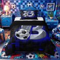 thumbnail image 1 of Castle Fairy Sport Soccer Print Twin Comforter Sets 2pcs, Futuristic Letter B Bedding Set, Silver Black Blue,Black Reversible,1 Comforter and 1 Pillowcase, 1 of 6