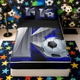 thumbnail image 1 of Castle Fairy Sport Soccer Print Zipper Full Size Comforter Sets with Fitted Sheet and 2 Pillowcases, Futuristic Letter K Zipper Bedding Set, Silver Black Blue,4pcs,Black Reversible, 1 of 6