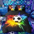 thumbnail image 1 of Castle Fairy Sport Soccer Twin Bedding 7-Piece, Rainbow Splatter Pattern Bedding Comforter Set, Black Red Green,Black Reversible, 1 of 7