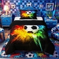 thumbnail image 1 of Castle Fairy Sport Soccer Twin Comforter Sets 2pcs, Rainbow Splatter Pattern Bedding Set, Black Red Green,Black Reversible,1 Comforter and 1 Pillowcase, 1 of 6