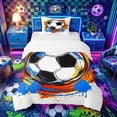 thumbnail image 1 of Castle Fairy Sport Soccer Twin Duvet Cover, Graffiti Splash Twin Bedding, Blue Orange,2pcs,1 Duvet Cover and 1 Pillowcase, 1 of 6