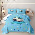 thumbnail image 1 of Castle Fairy Sport Soccer Twin Quilt Set,Blue Ice Cream Drip Twin Coverlet Set, 1 of 7