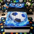 thumbnail image 1 of Castle Fairy Sport Soccer Zipper Twin Comforter Sets with Fitted Sheet and 2 Pillowcases, Abstract Lightning Zipper Bedding Set, Blue Black,4-Piece,Black Reversible, 1 of 6