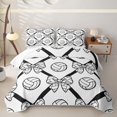 thumbnail image 1 of Castle Fairy Sport Volleyball Bow Quilt Full,Geometric Plaid Full Bedspread Sets,Black White, 1 of 7
