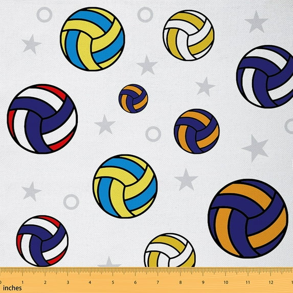 Castle Fairy Sport Volleyball Fabric by the Yard 3 Yards for Boys,Stars Print Sewing Fabric,Ball Gamer Fabric for Sewing,Super Cozy Room Decor