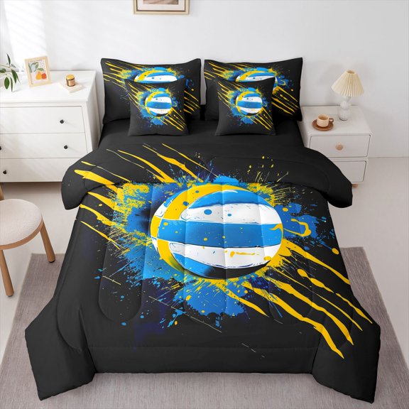 Castle Fairy Sport Volleyball Twin Bedding Sets,Graffiti Splash Bedding Comforter Set