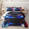 thumbnail image 1 of Castle Fairy Sports Car Twin Quilt Set for Boys,Smoke Splash Art Twin Coverlet Set for Bedroom,Blue Red, 1 of 7