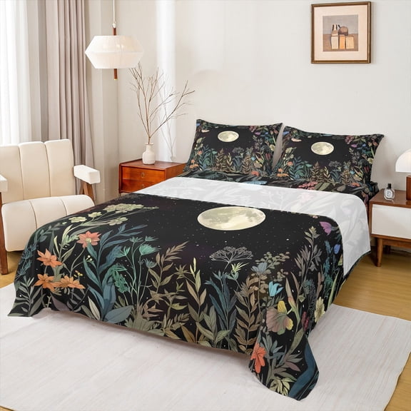Castle Fairy Starry Sky 4pcs Bed Sheets,Chic Flower King Sheets,Exotic Style Super Cozy Sheet Set,Microfiber Teenagers Bedroom Decor